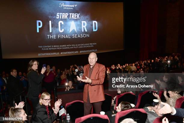 Patrick Stewart attends the “Picard” Season 3 premiere on February 09, 2023 in Los Angeles, California.