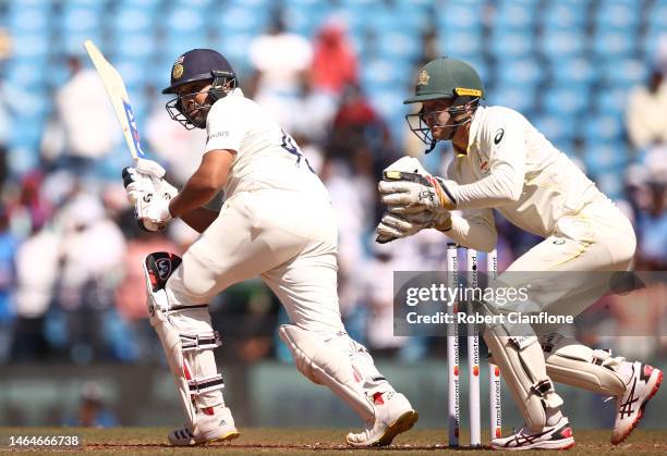 Rohit Sharma of India bats during day two of the First Test match in the series between India and Australia at Vidarbha Cricket Association Ground on...