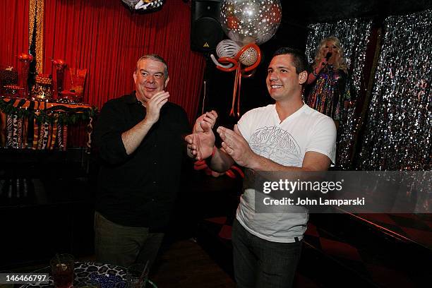 Elvis Duran and Alex Carr attend Alex Carr's birthday celebration at The Stonewall Inn on June 16, 2012 in New York City.