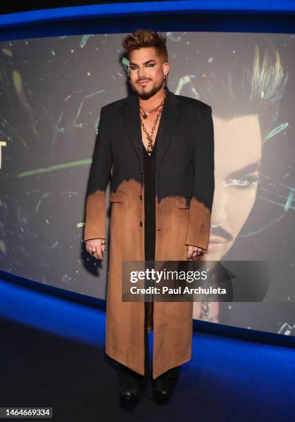 Singer Adam Lambert attends the listening experience of "High Drama" Adam Lambert's new release at The Dolby Theatre on February 09, 2023 in...