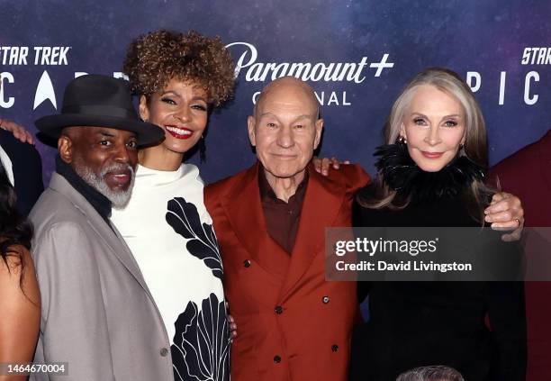 LeVar Burton, Michelle Hurd, Sir Patrick Stewart and Gates McFadden attend the Los Angeles premiere of the third and final season of Paramount+'s...
