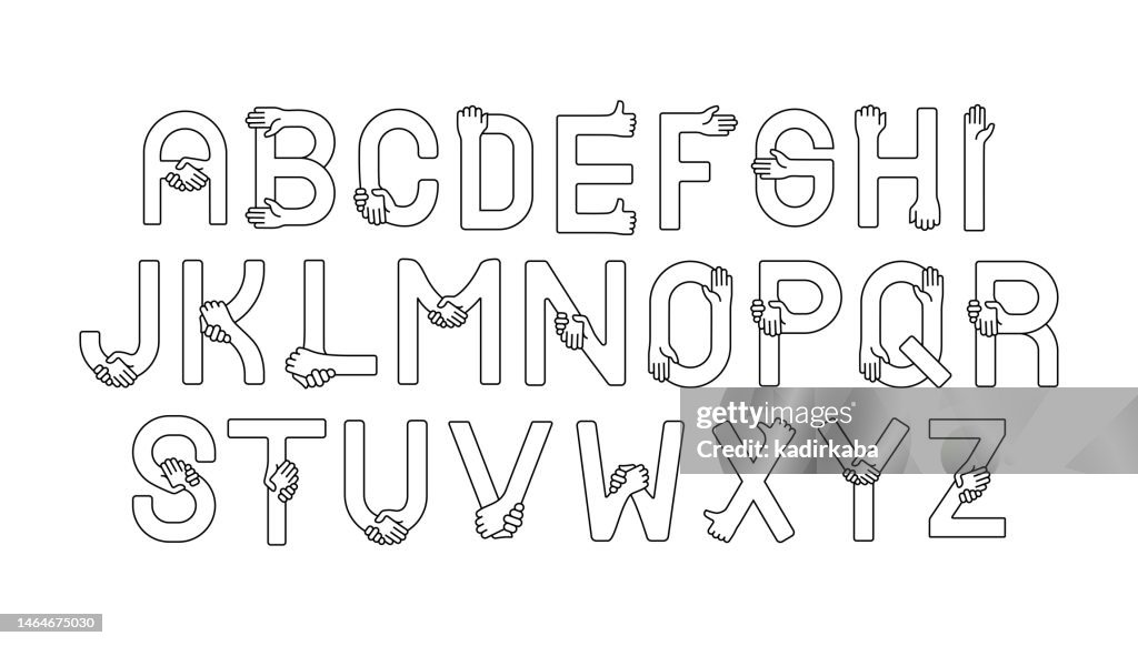 Alphabet and Font Design, Line Symbol Icon Set