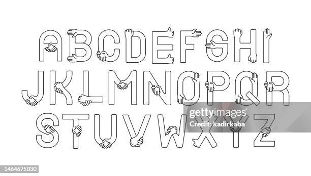 alphabet and font design, line symbol icon set - alphabetical order stock illustrations