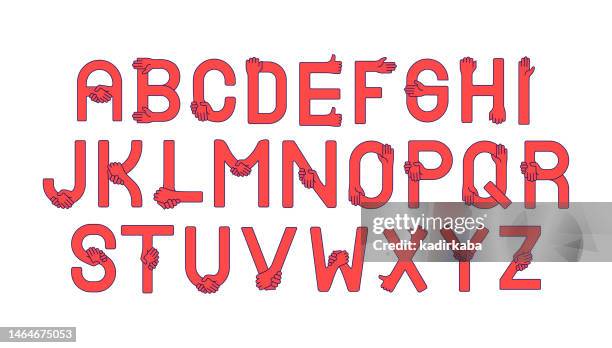 alphabet and font design, line symbol icon set - modern calligraphy alphabet stock illustrations