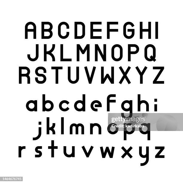 alphabet- und schriftdesign, liniensymbol-set - typographies stock-grafiken, -clipart, -cartoons und -symbole