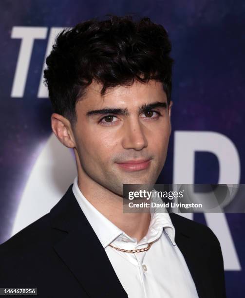 Max Ehrich attends the Los Angeles premiere of the third and final season of Paramount+'s original series "Star Trek: Picard" at TCL Chinese Theatre...