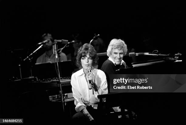 Burt Bacharach performs with Carole Bayer Sager at the Bottom Line in New York City on June 8, 1981.