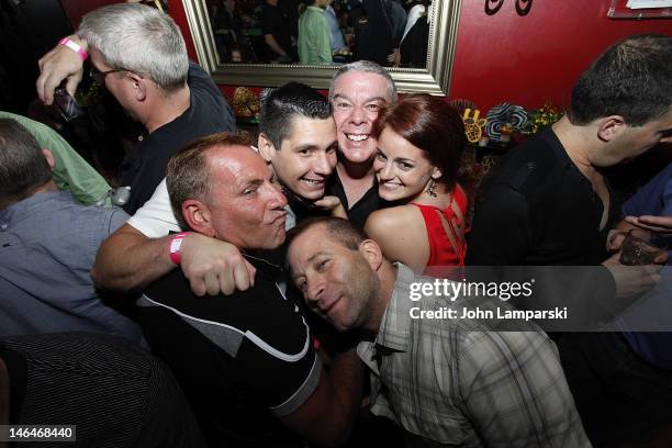 Alex Carr, Elvis Duran, Elizabeth Fazio, Stephen Battista and guests attend Alex Carr's birthday celebration at The Stonewall Inn on June 16, 2012 in...