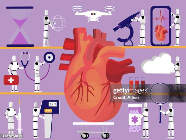stockillustraties, clipart, cartoons en iconen met artificial intelligence in cardiology - bloedcirculatie