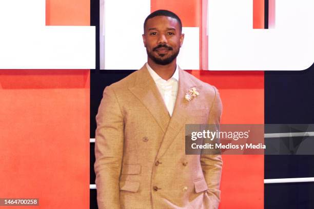 Michael B Jordan poses for photo during the Promotion of the movie 'Creed III' at Plaza Universidad on February 9, 2023 in Mexico City, Mexico.