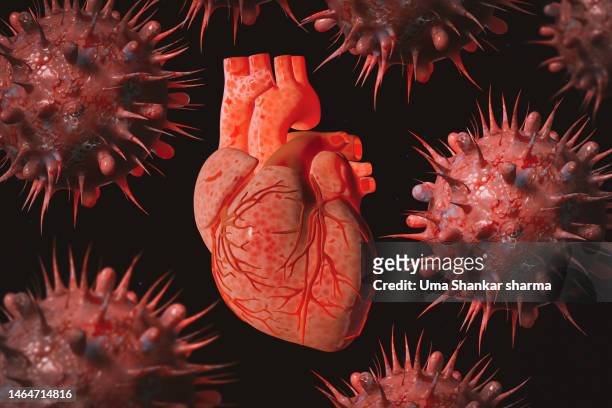 omicron sub-variant (bq.1.1, bq.1, ba.5, bf.7, ba. 2.75, and xbb.) causing heart stroke at a young age. - cardiac muscle tissue stock pictures, royalty-free photos & images