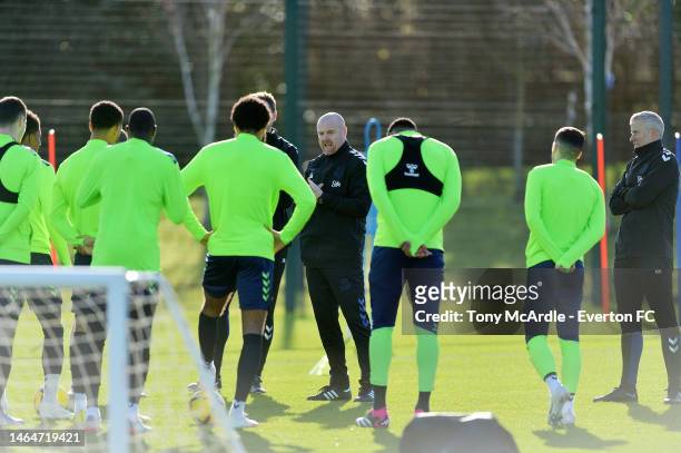 Sean Dyche during the Everton Training Session at Finch Farm on February 08, 2023 in Halewood, England.