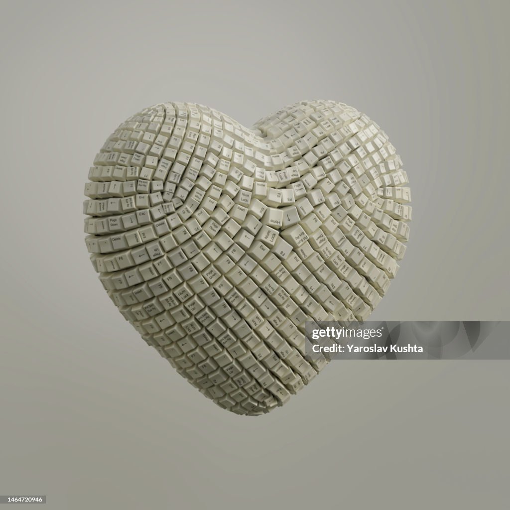 Love heart hand creative keycaps concept CGI illustration