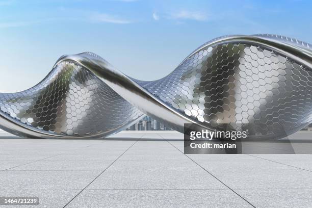 3d rendering,distorted abstract metal architecture - city of arts & sciences stock pictures, royalty-free photos & images
