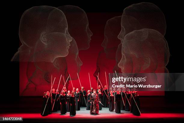Luca Salsi as Macbeth during a rehearsal in the Gran Teatre Del Liceu's production of Giuseppe Verdi's "Macbeth" Opera directed by Jaume Plensa and...