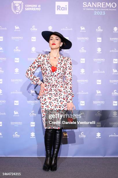 Chiara Francini attends a photocall during the 73rd Sanremo Music Festival 2023 at Casinò on February 10, 2023 in Sanremo, Italy.