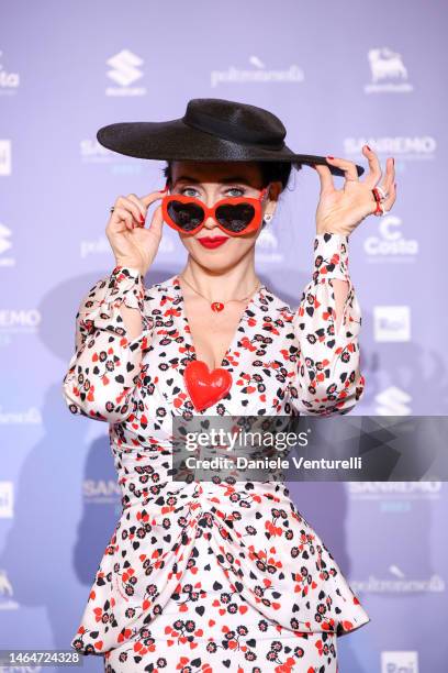 Chiara Francini attends a photocall during the 73rd Sanremo Music Festival 2023 at Casinò on February 10, 2023 in Sanremo, Italy.