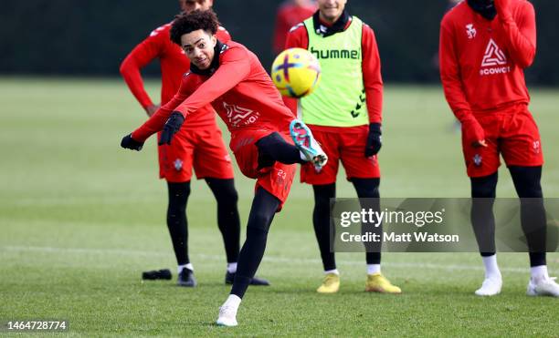 Samuel Edozie during a Southampton FC training session at the Staplewood Campus on February 09, 2023 in Southampton, England.