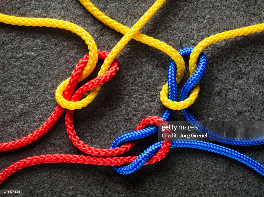 Intertwined multicolored ropes