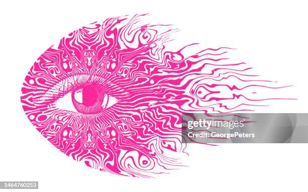 psychedelisches drittes auge - eye scanner stock-grafiken, -clipart, -cartoons und -symbole