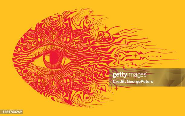 psychedelic third eye - temperature scan stock illustrations