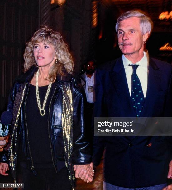 Jane Fonda and Ted Turner, circa, March 1, 1990 in Los Angeles, California.