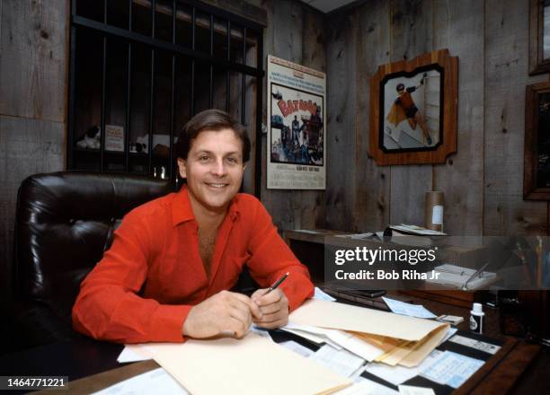 Actor Burt Ward who played 'Robin' on the television show 'Batman and Robin' inside his office, July 18, 1983 in Los Angeles, California.