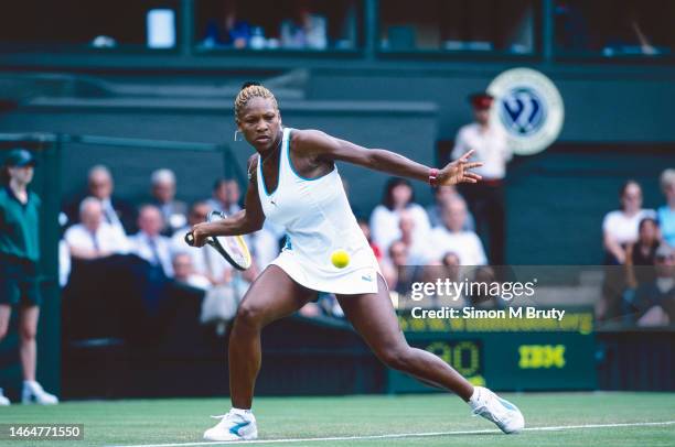Serena Williams of the USA in action against Jennifer Capriati from the USA at The Wimbledon Lawn Tennis Championship at the All England Lawn and...