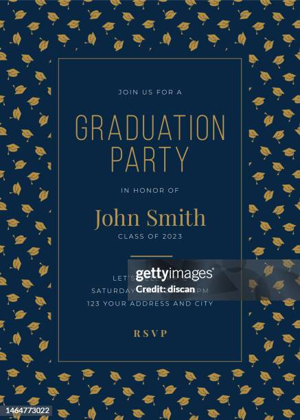 graduation class of 2023. party invitation. design template with icon elements. - 畢業 幅插畫檔、美工圖案、卡通及圖標