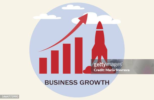 rocket flying on chart of growth. concept of successful  business. - launch pad stock illustrations