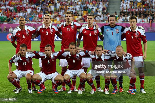 Denmark line up during the UEFA EURO 2012 group B match between Denmark and Germany at Arena Lviv on June 17, 2012 in L'viv, Ukraine.