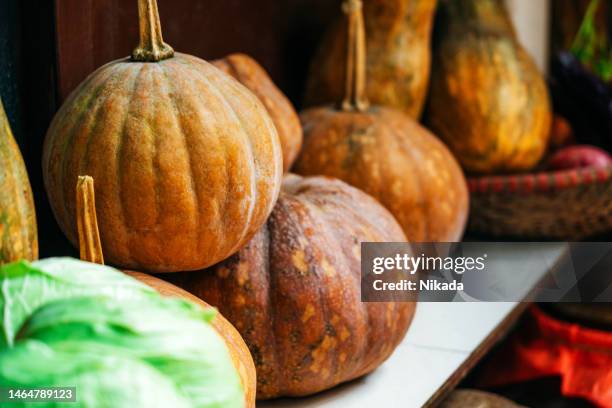 Decorative Pumpkins In Kitchen High-Res Stock Photo