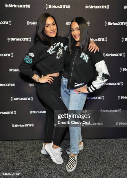 Brie Bella and Nikki Bella attend SiriusXM At Super Bowl LVII on February 10, 2023 in Phoenix, Arizona.