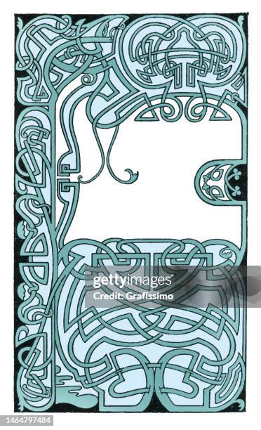 stockillustraties, clipart, cartoons en iconen met celtic pattern for book inlet art nouveau illustration 1898 - celtic symbols