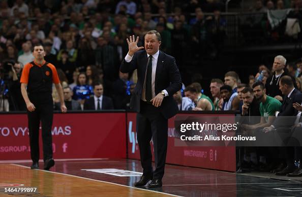 Coach Zalgiris Kazys Maksvytis, Head Coach of Zalgiris Kaunas in action during the ...