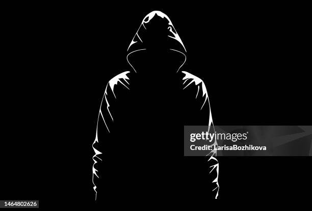 stockillustraties, clipart, cartoons en iconen met mysterious man in a hood - mafia