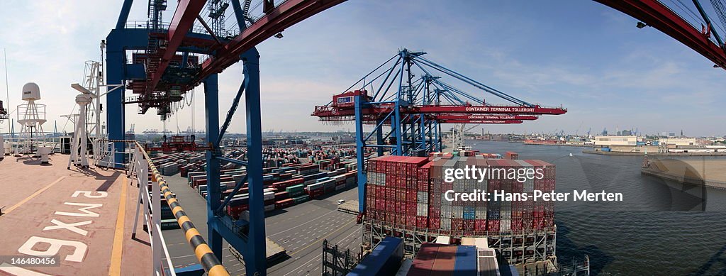 Containership at containerterminal