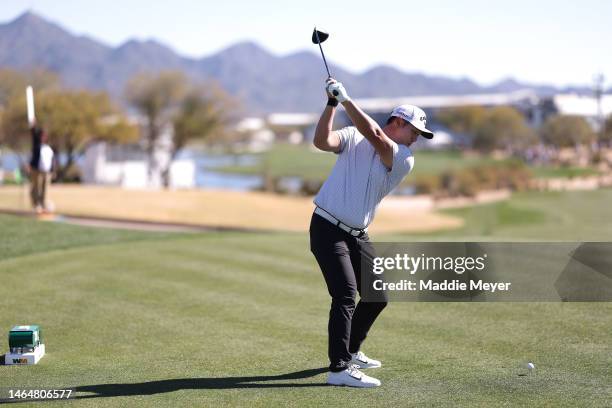 Danny Lee of New Zealand plays his shot from the 15th tee during the second round of the WM Phoenix Open at TPC Scottsdale on February 10, 2023 in...