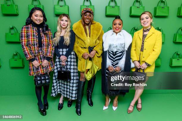 Lana Condor, Emma Roberts, Ziwe Fumudoh, Quinta Brunson and Haley Lu Richardson attend the Kate Spade New York presentation during New York Fashion...