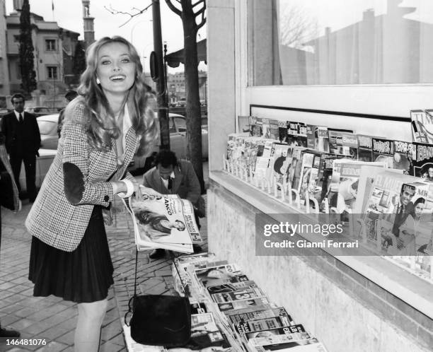 French actress Barbara Bouchet during a tourist tour in Madrid Madrid, Spain. .