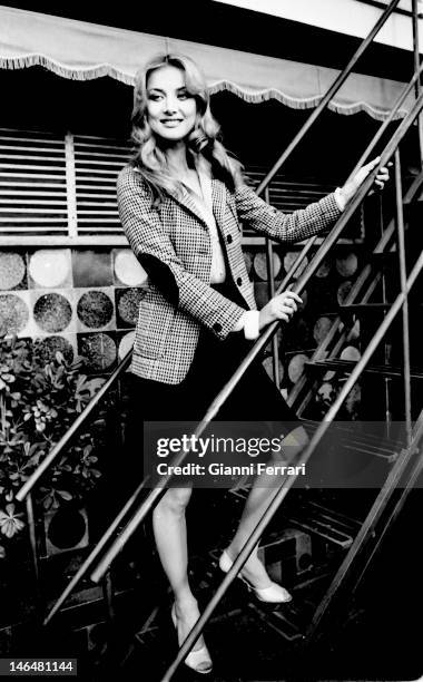 French actress Barbara Bouchet during a tourist tour in Madrid Madrid, Spain. .