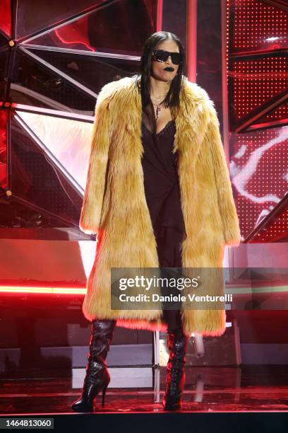 Elodie attends the 73rd Sanremo Music Festival 2023 at Teatro Ariston on February 10, 2023 in Sanremo, Italy.