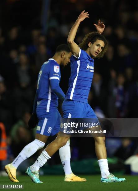 Hannibal Mejbri of Birmingham City celebrates after scoring the first goal during the Sky Bet Championship between Birmingham City and West Bromwich...