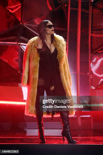 Elodie attends the 73rd Sanremo Music Festival 2023 at Teatro Ariston on February 10, 2023 in Sanremo, Italy.