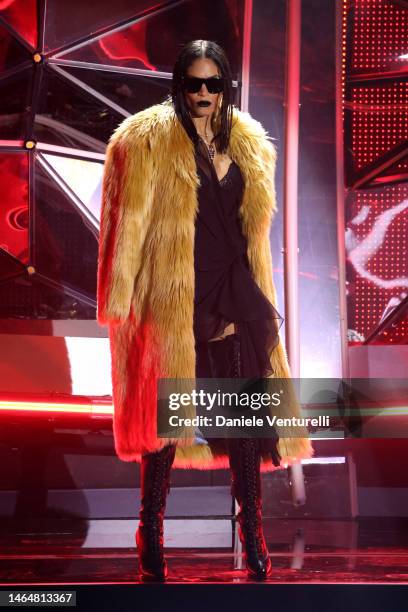 Elodie attends the 73rd Sanremo Music Festival 2023 at Teatro Ariston on February 10, 2023 in Sanremo, Italy.