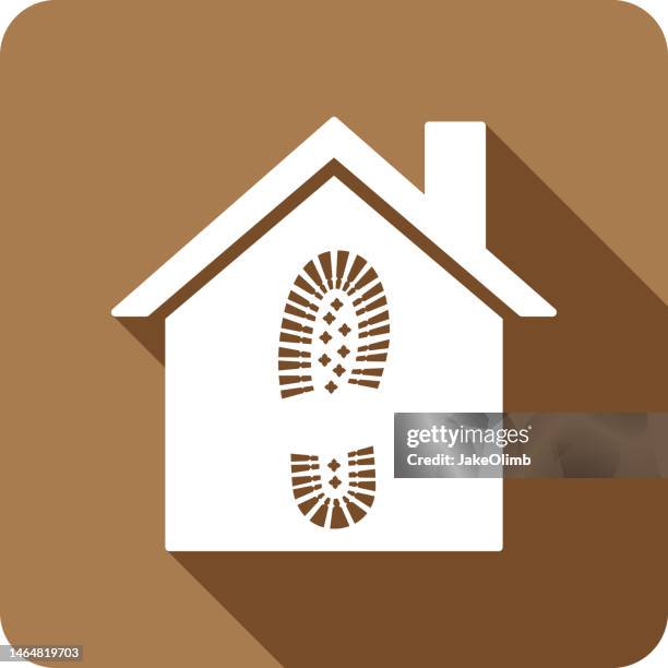 house boot print icon silhouette - stepping outside house stock illustrations