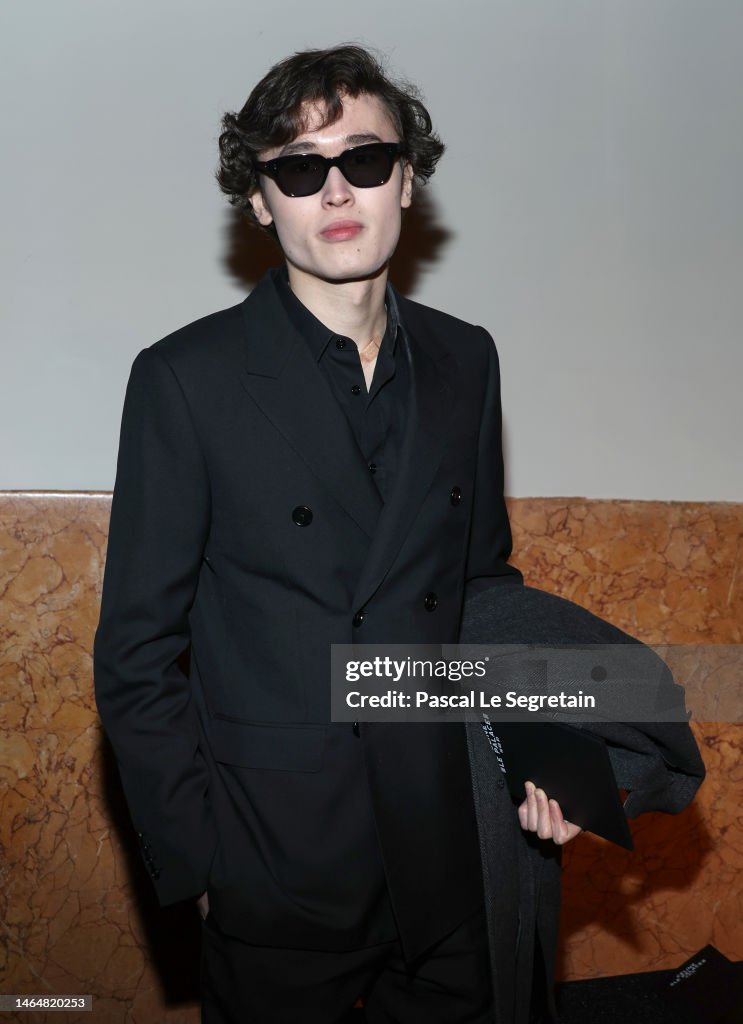 A guest attends the Celine Men Fall-Winter 2023-2024 show on February ...