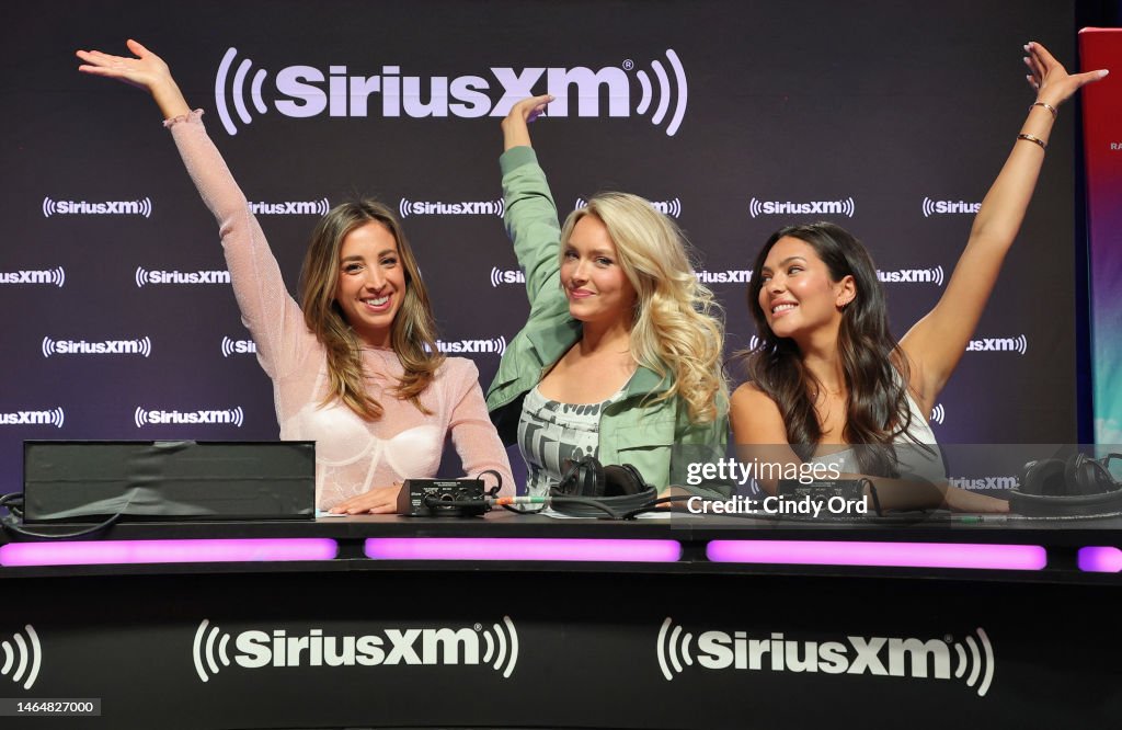Katie Austin, Christen Harper and Camille Kostek attend SiriusXM At
