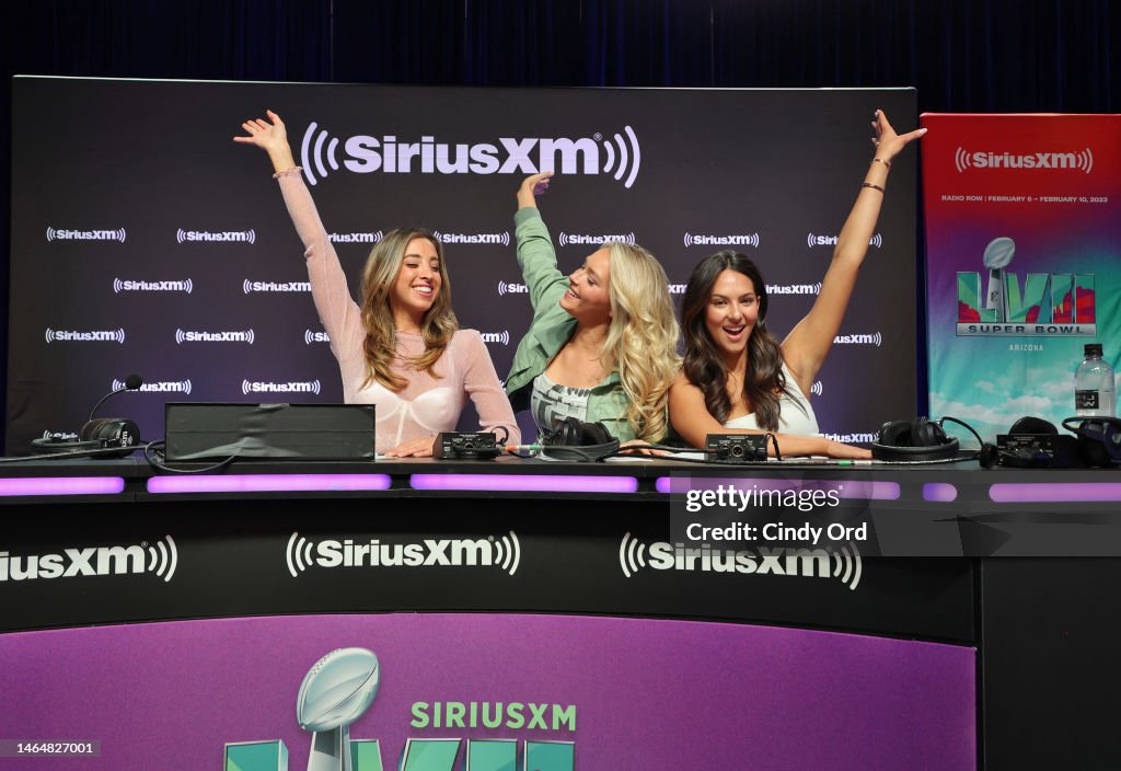 Katie Austin, Christen Harper and Camille Kostek attend SiriusXM At