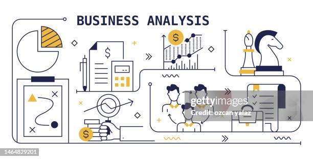 business analysis vector design. the design is editable and the color can be changed. vector set of creativity icons: project management , goal , document , brainstorming , flow chart - response team stock illustrations
